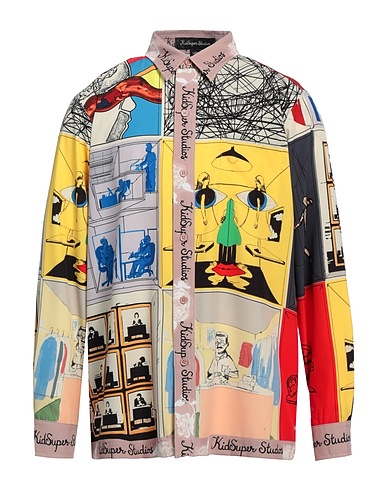 KIDSUPER STUDIOS Patterned shirt Pastel yellow 95% Polyester, 5% Polyurethane coated