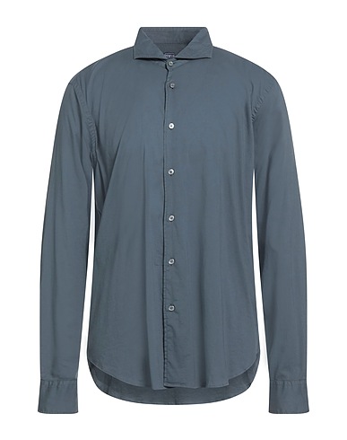 FEDELI Solid colour shirt Lead 95% Cotton, 5% Elastane