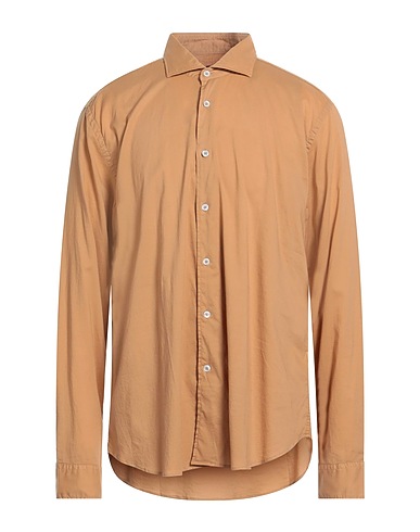 FEDELI Camicia tinta unita Cammello 95% Cotone, 5% Elastan