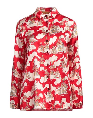 SIYU Patterned shirts & blouses Red 92% Silk, 8% Elastane
