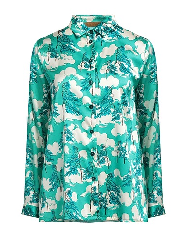 SIYU Patterned shirts & blouses Turquoise 92% Silk, 8% Elastane