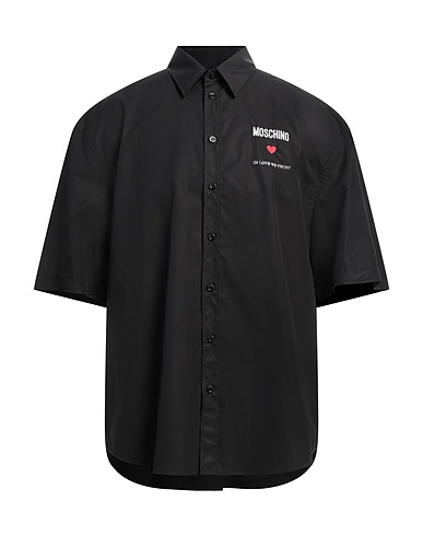 MOSCHINO Camicia tinta unita Nero 100% Cotone