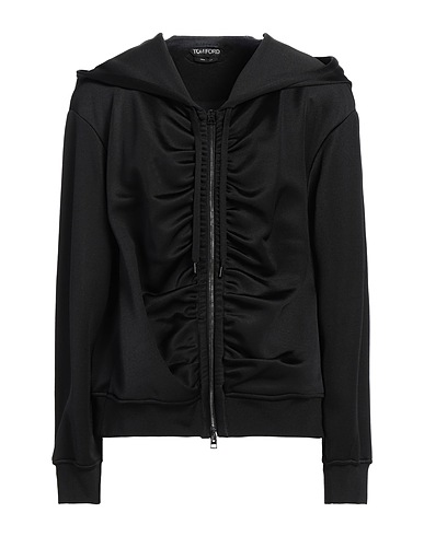 TOM FORD Hooded track jacket  Black 57% Viscose, 34% Polyester, 7% Polyamide, 2% Elastane, Calfskin