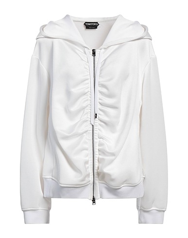 TOM FORD Hooded sweatshirt White 57% Viscose, 34% Polyester, 7% Polyamide, 2% Elastane, Calfskin