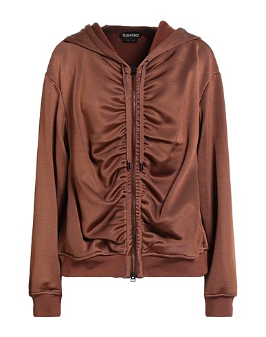 TOM FORD Hooded sweatshirt Camel 57% Viscose, 34% Polyester, 7% Polyamide, 2% Elastane, Calfskin