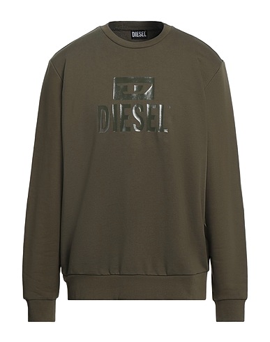 DIESEL Sweatshirt Military green 100% Cotton, Elastane