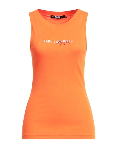 KARL LAGERFELD Tank top Orange 95% Organic cotton, 5% Elastane