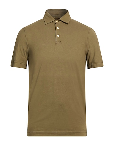 FEDELI Polo shirt Military green 98% Cotton, 2% Elastane