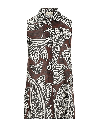 SIYU Patterned shirts & blouses Dark brown 100% Cotton