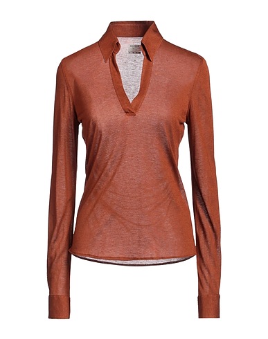CALIBAN Polo shirt SKIN LIKE Brown 80% Modal, 20% Wool