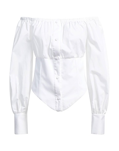 MVP WARDROBE Solid color shirts & blouses White 100% Cotton