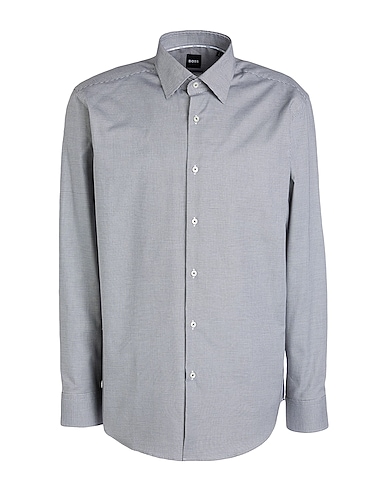 BOSS Patterned shirt NERO 98% Cotton, 2% Elastane