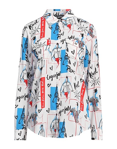 KARL LAGERFELD Patterned shirts & blouses White 70% Polyester, 30% Recycled polyester