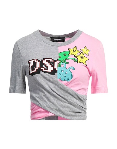 DSQUARED2 Crop top Grey 88% Cotton, 12% Viscose