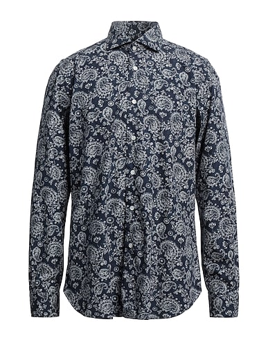 BARBA Napoli Camicia fantasia Blu notte 100% Cotone