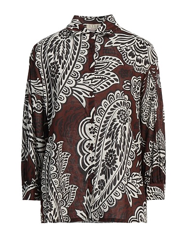 SIYU Patterned shirts & blouses Dark brown 100% Cotton