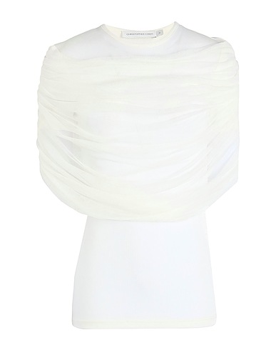 CHRISTOPHER ESBER Top Ivory 95% Viscose, 5% Elastane, Silk