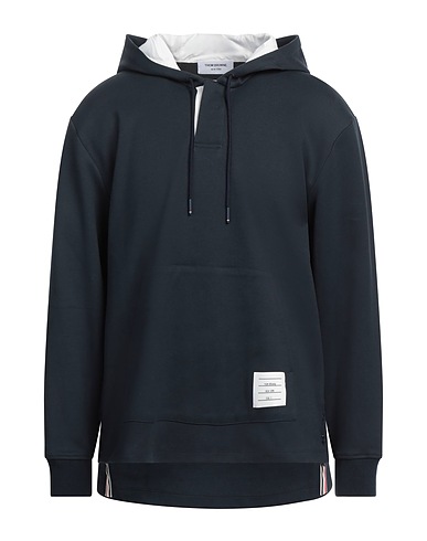 THOM BROWNE Hooded sweatshirt Midnight blue 100% Cotton, Polyamide, Polyurethane