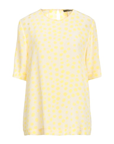 SEVENTY VENEZIA Silk top Pastel yellow 100% Silk, Mother-of-pearl