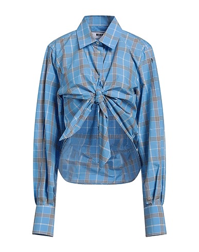MSGM Checked shirt Sky blue 60% Cotton, 40% Polyester