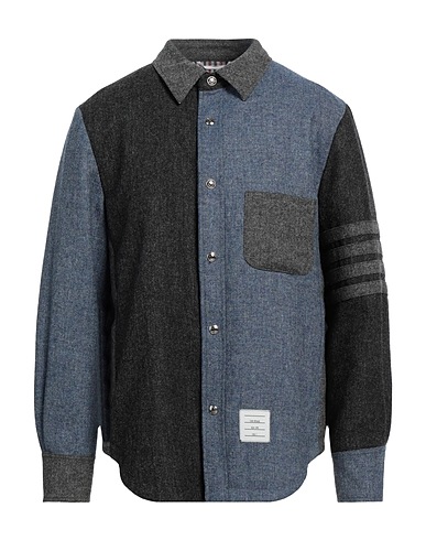 THOM BROWNE Patterned shirt Slate blue 100% Wool