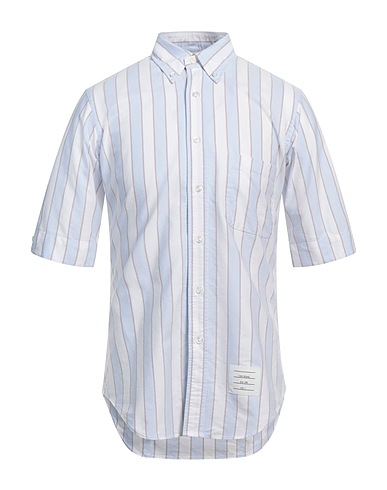 THOM BROWNE Gestreiftes Hemd Himmelblau 100% Baumwolle