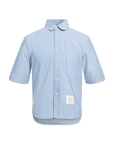 THOM BROWNE Solid colour shirt Light blue 100% Cotton