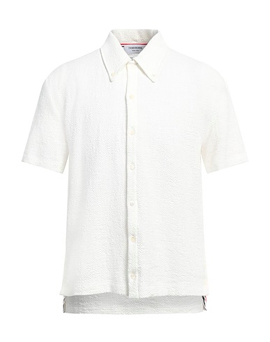 THOM BROWNE Solid color shirt White 91% Cotton, 8% Polyamide, 1% Elastane