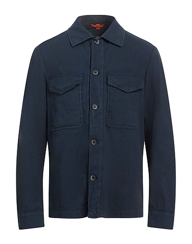 BARENA Solid colour shirt Navy blue 97% Cotton, 3% Elastane