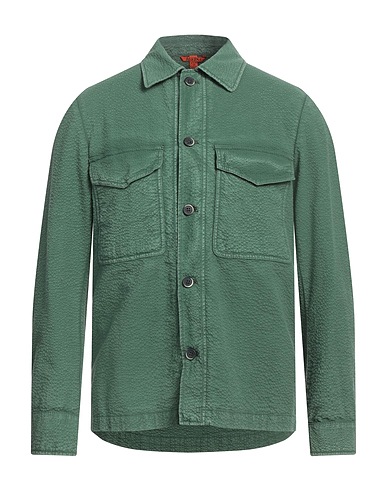 BARENA Solid color shirt Green 97% Cotton, 3% Elastane