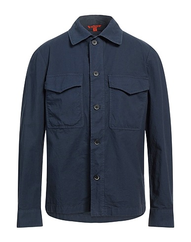 BARENA Solid colour shirt Navy blue 98% Cotton, 2% Elastane