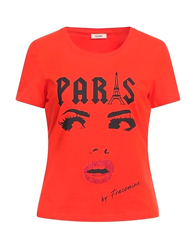 FRACOMINA T-shirt Tomato red 95% Cotton, 5% Elastane