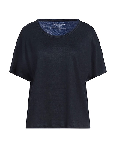 MAJESTIC FILATURES Basic T-Shirt Midnight blue 100% Linen