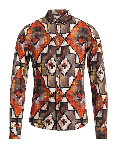 STILOSOPHY Patterned shirt Brown 100% Cotton