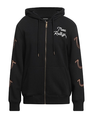 TRUE RELIGION Hooded track jacket  Black 80% Cotton, 20% Polyester
