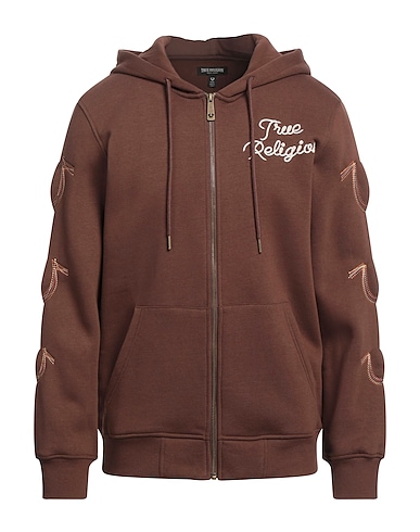 TRUE RELIGION Hooded track jacket  Brown 80% Cotton, 20% Polyester
