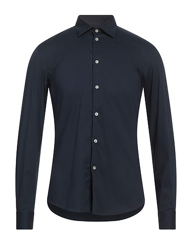 GAUDÌ Solid color shirt Midnight blue 69% Cotton, 26% Polyamide, 5% Elastane