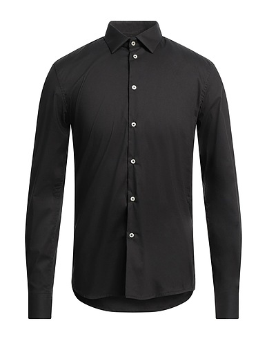 GAUDÌ Solid colour shirt Black 69% Cotton, 26% Polyamide, 5% Elastane