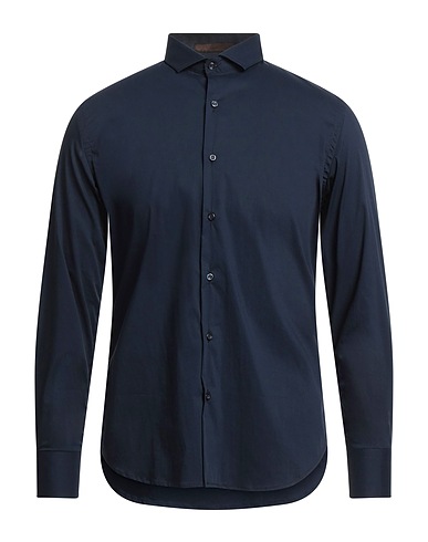 LABORATORI ITALIANI Solid colour shirt Midnight blue 100% Cotton