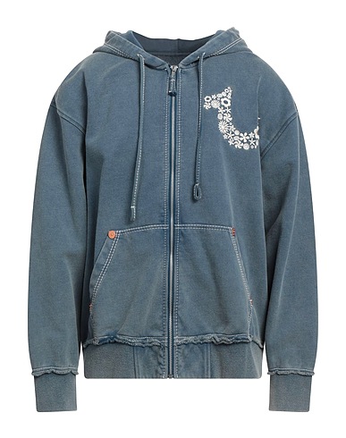 TRUE RELIGION Hooded track jacket  Slate blue 100% Cotton