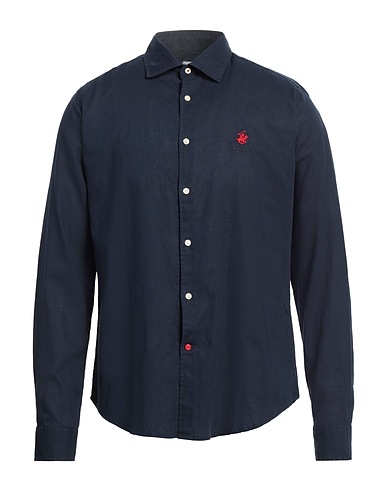 BEVERLY HILLS POLO CLUB Linen shirt Midnight blue 55% Linen, 45% Cotton