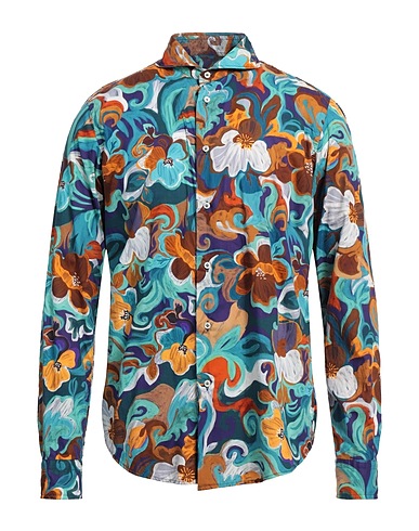 BRIAN DALES Patterned shirt Deep teal 100% Cotton