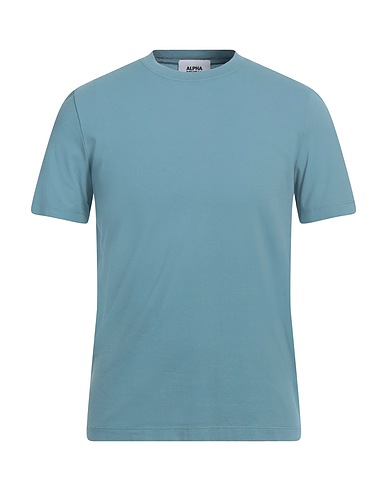 ALPHA STUDIO Basic T-shirt Light blue 98% Cotton, 2% Elastane