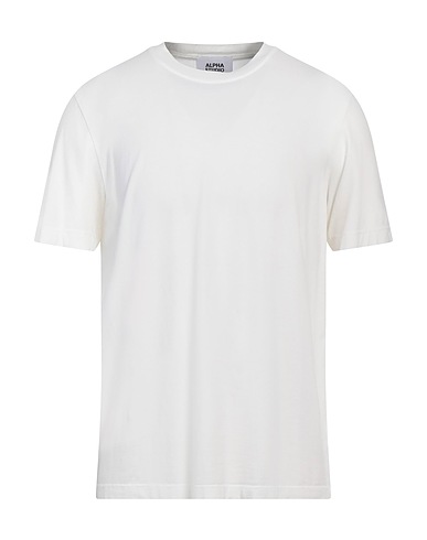 ALPHA STUDIO Basic T-shirt White 98% Cotton, 2% Elastane