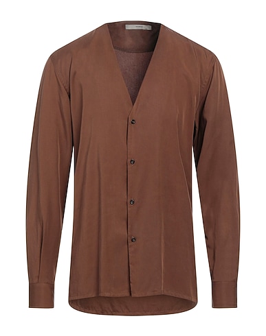 I'M BRIAN Solid colour shirt Brown 100% Lyocell