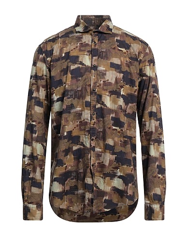 BRIAN DALES Patterned shirt Military green 100% Cotton