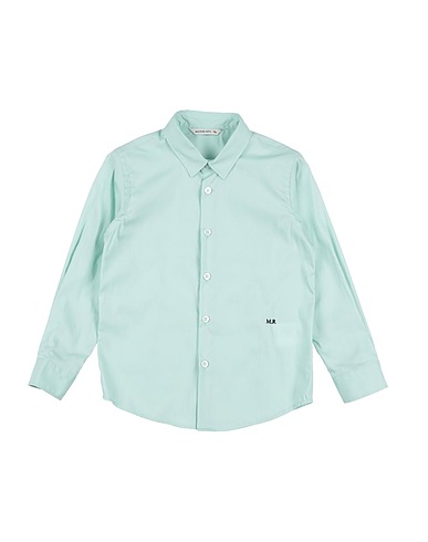 MANUEL RITZ Solid color shirt Light green 77% Cotton, 20% Polyamide, 3% Elastane