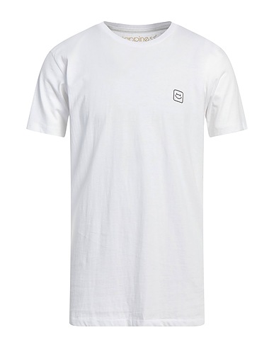 HAPPINESS T-shirt Bianco 100% Cotone