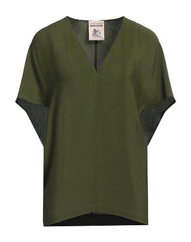 SEMICOUTURE Top Verde militare 69% Acetato, 31% Seta