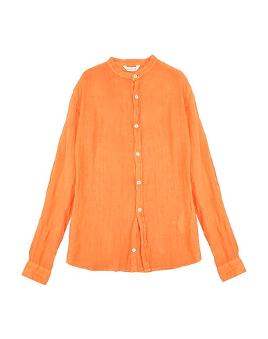 MANUEL RITZ Solid color shirt Orange 100% Linen